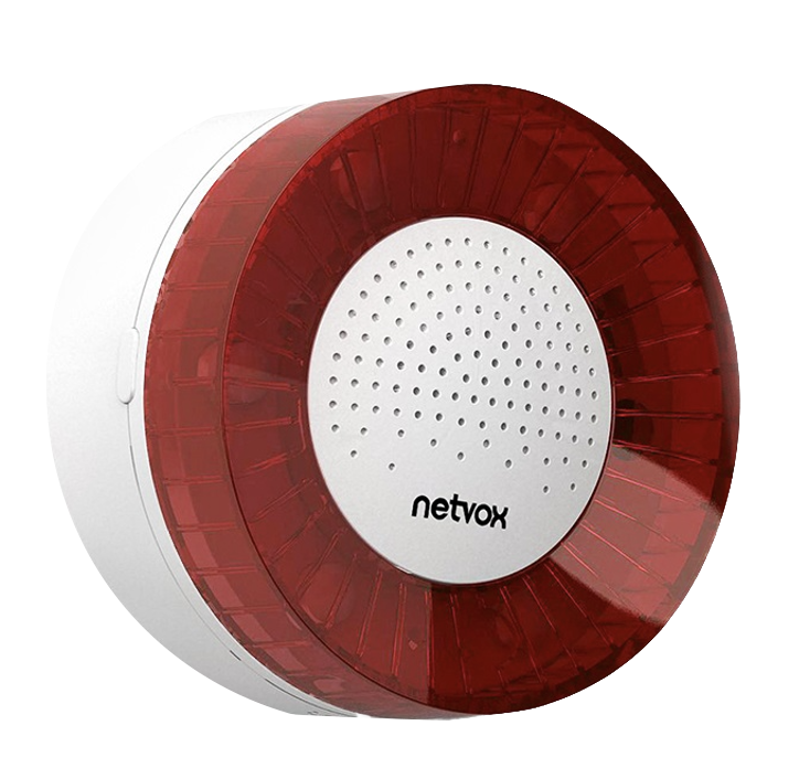 Netvox white and red circular LoRaWAN buzzer siren for on-site audible alerts