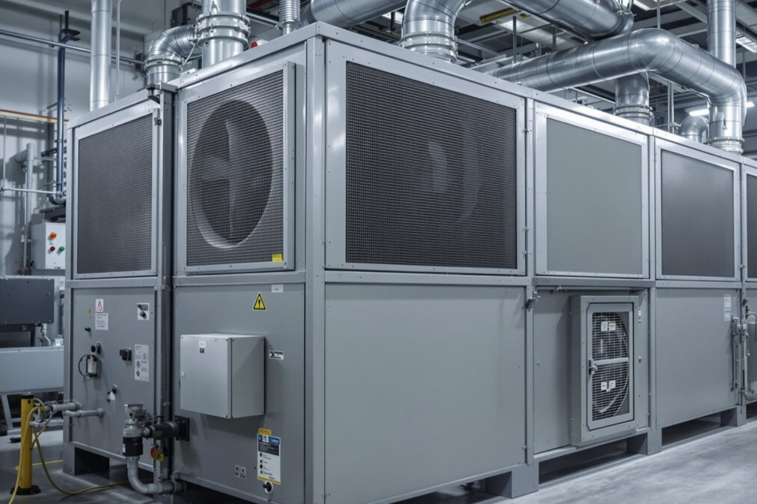 Large industrial HVAC / air-handling unit in a plant room