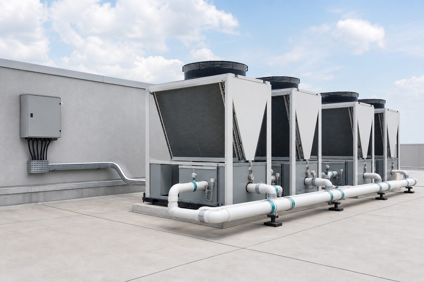 Rooftop multi-chiller plant for Newton Technology Group HVAC monitoring