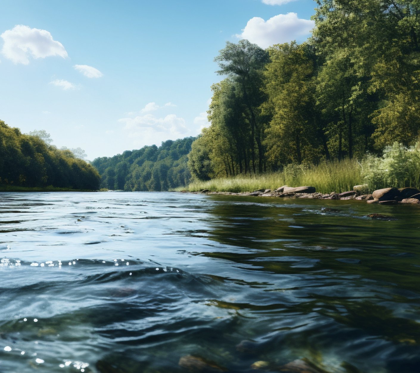 Natural river landscape — water resource context for water meter MIU