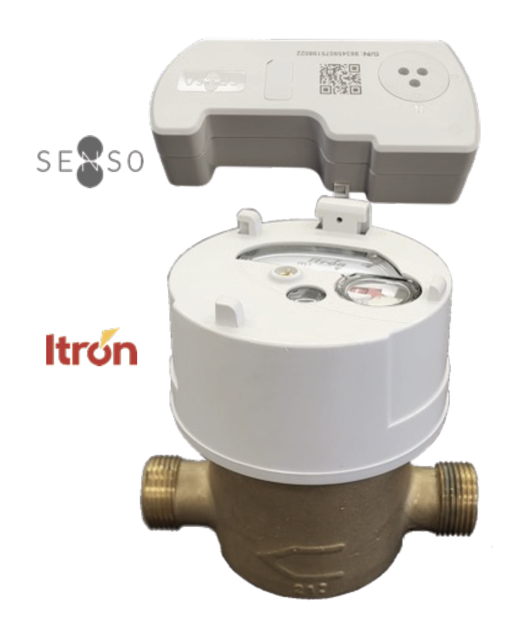 SENSO MIU clipped onto an Itron Aquadis+ volumetric water meter